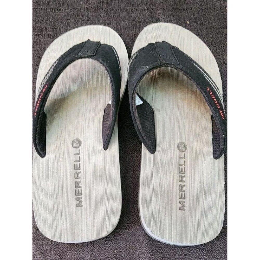 Merrell Men's Size 8 Women's 10 Black Leather Thong Sandals EUC - Picture 3 of 6